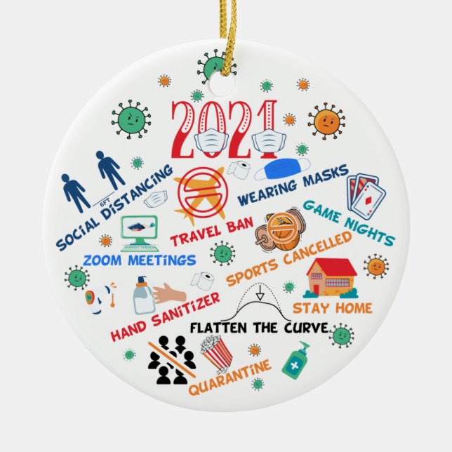 navidades pandémicos divertidos 2021 adorno cerámi (Frente)