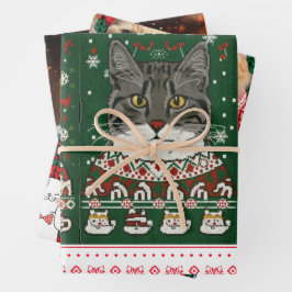 Navidades papel de hoja plana de 3 regalos.