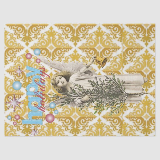 Navidades Papel de Tejido Feliz Día festivo Ángel (Anverso)