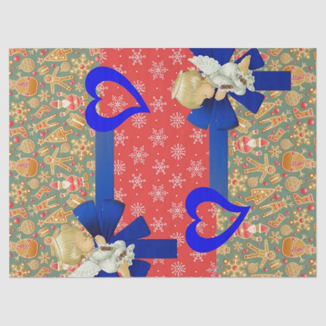 Navidades Papel de tejidos ángeles bebé (Anverso)