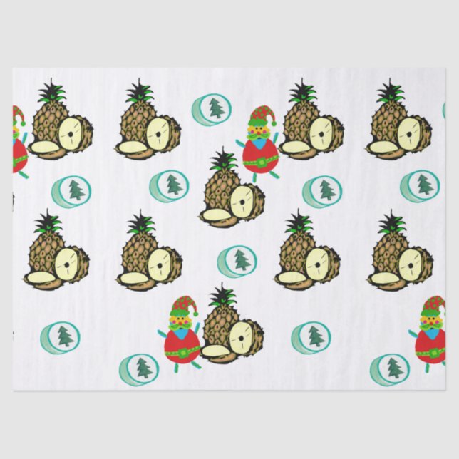Navidades Papel de tejidos Santa Pineapples (Anverso)