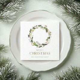 Navidades Papel servilleta con guirnalda verde