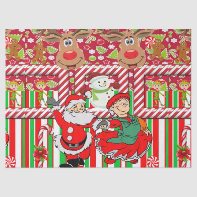 Navidades Papel tapicero Snowman Santa Claus (Anverso)