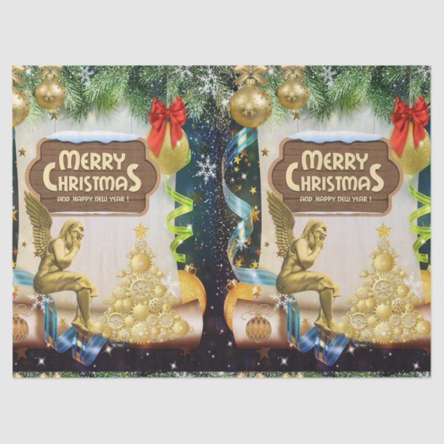 Navidades Papel Tejido, Feliz Navidad, Ángel (Anverso)