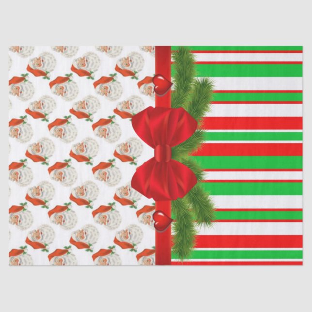 Navidades Papel Tejido Santa Stripe (Anverso)