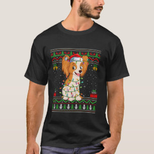 Navidades Papillon Dog iluminan suéter Santa Ugly