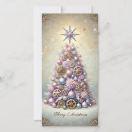 Navidades Pastel Steampunk Tarjeta Árbol Púrpura