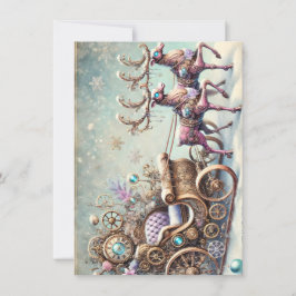 Navidades Pastel Steampunk Tarjeta reno antiguo