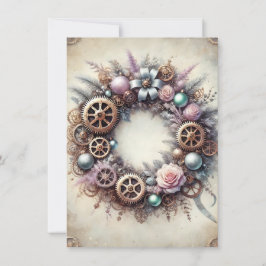 Navidades Pastel Steampunk Tarjeta Wreath Antique