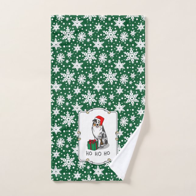 Navidades Pastor Australiano (azul merle tan/w 1) (Toalla de mano)