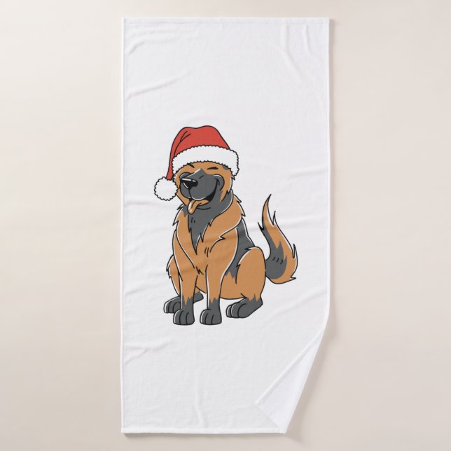 Navidades pastores alemanes en Santa Hat (Toalla de baño)