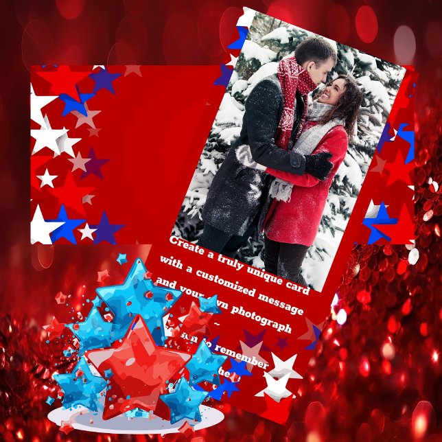 Navidades Patrióticos | Tarjeta fotográfica Holida (Tried and True Patriots - Ring in the Season's Holidays With Red White & Blue)