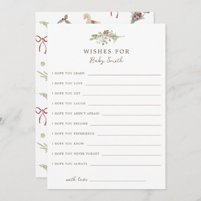 Navidades Patrón De Deseos Para Tarjeta De Bebé (Anverso / Reverso)