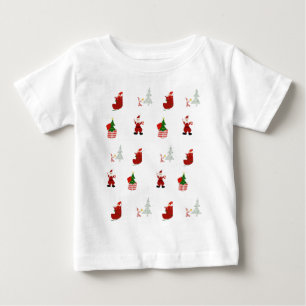 Navidades Patrón de diversión bebé camiseta
