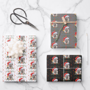 Navidades Patrón de perro GSD Hojas de papel de aj