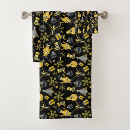 Navidades Patrón de regalo de oro Santa Snowman