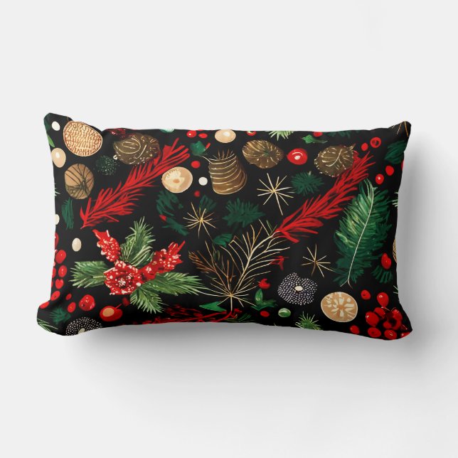 Navidades Patrón decorativo almohada lumbar 13"x21 (Anverso)