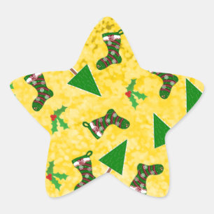 Navidades Patrón Pegatina redondo clásico amarillo