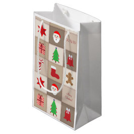 Navidades Patrón Pequeña Bolsa de Regalo - Beige