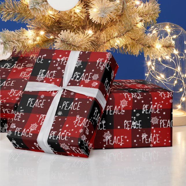 Navidades PAZ Texto En Papel De Envoltura De Copos (Vacaciones)