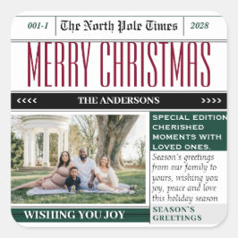 Navidades Pegatina con tema de periódico de vacaci