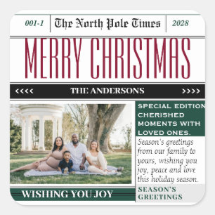 Navidades Pegatina con tema de periódico de vacaci