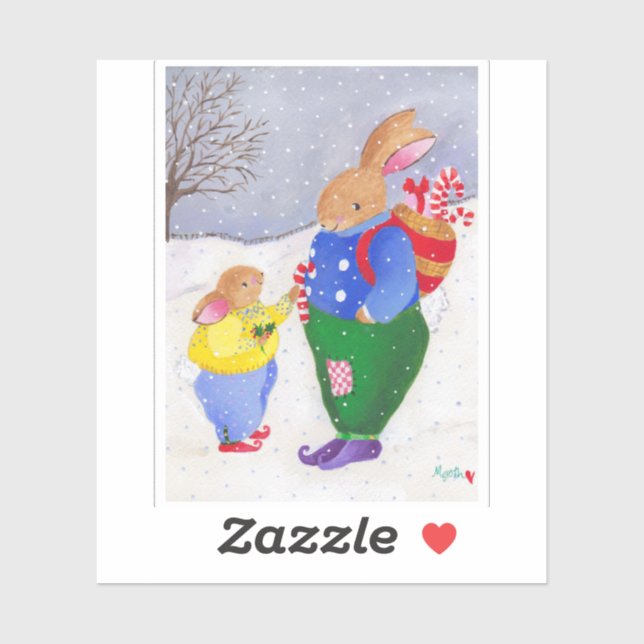 Navidades Pegatina Conejo (Hoja)