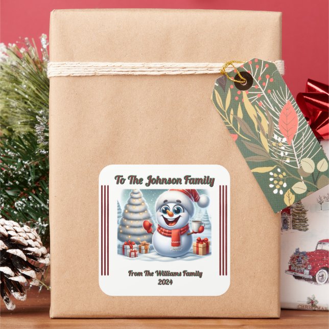 Navidades Pegatina cuadrado para dar regalos (Vacaciones)