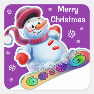 Navidades pegatina cuadrado Snowmen Deportes de ni