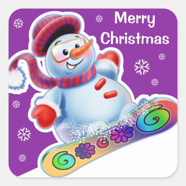 Navidades pegatina cuadrado Snowmen Deportes de ni (Anverso)