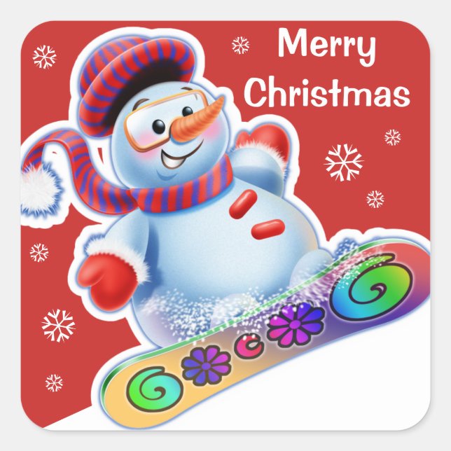 Navidades pegatina cuadrado Snowmen Deportes de ni (Anverso)