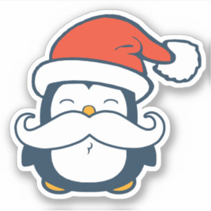 Navidades Pegatina de corte de bigote de pingüino