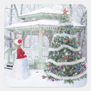 Navidades Pegatina de la escena de la nevada de in