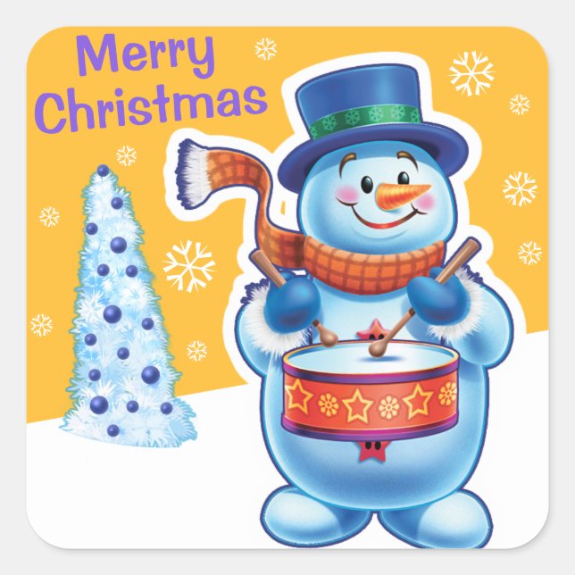 Navidades pegatina de la plaza del oro Snowman bat (Anverso)