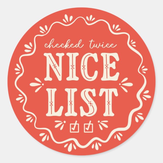 Navidades pegatina de regalo de Nice List boho (Anverso)