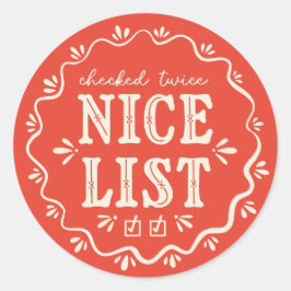 Navidades pegatina de regalo de Nice List boho