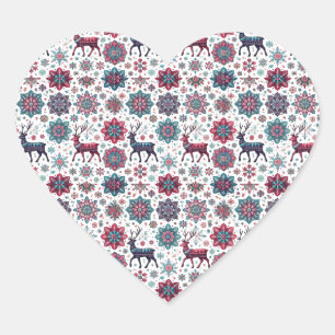 Navidades Pegatina del Corazón de Renos