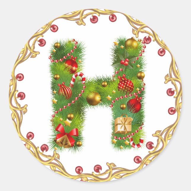 navidades pegatina inicial en monograma H (Anverso)