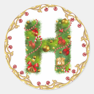 navidades pegatina inicial en monograma H