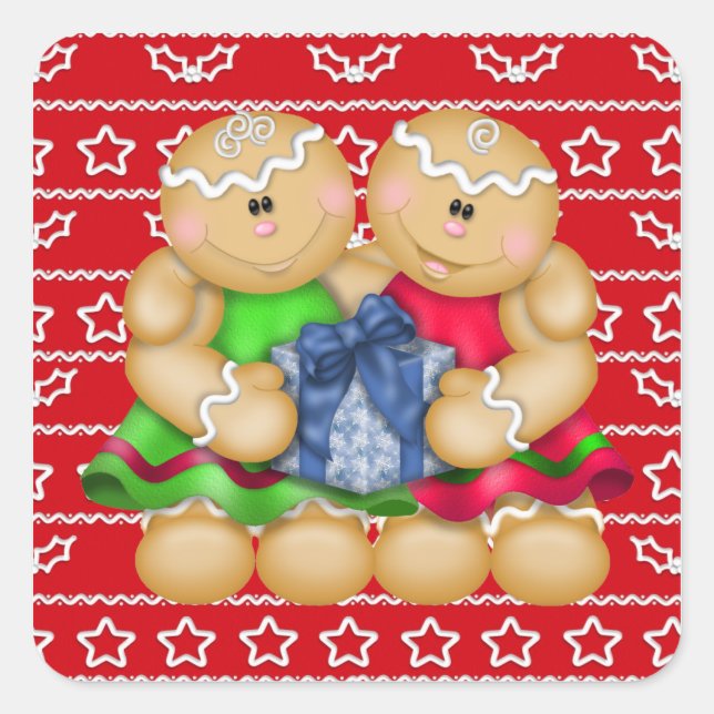 Navidades pegatina personalizado Holiday Gingerbre (Anverso)