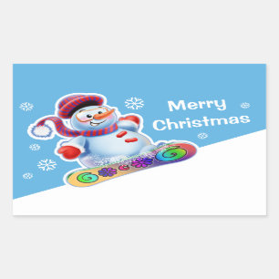 Navidades pegatina rectangular Hombres Nieve depor