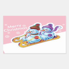Navidades pegatina rectangular Hombres Nieve depor