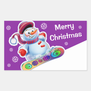 Navidades pegatina rectangular Hombres Nieve depor