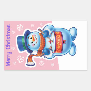 Navidades pegatina rectangular rosa Baterista Snow
