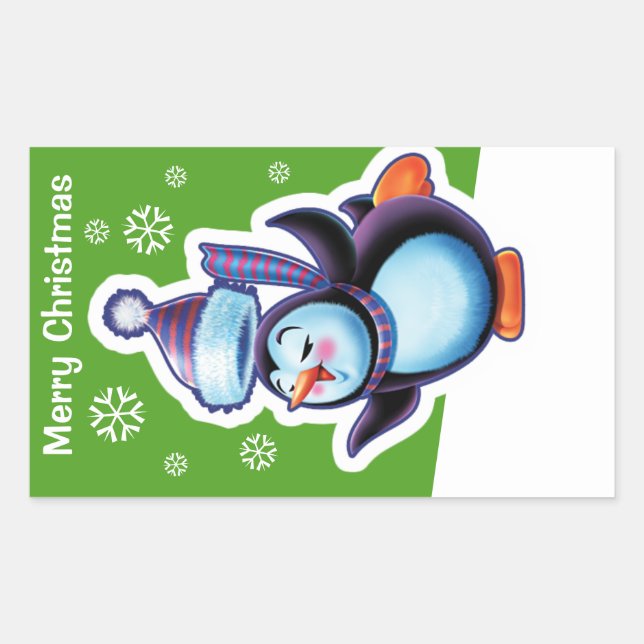 Navidades pegatina rectangular verde patinador pin (Anverso)