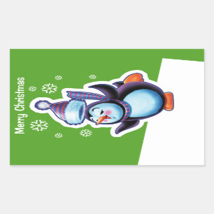 Navidades pegatina rectangular verde patinador pin