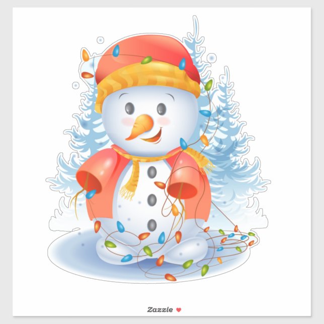 Navidades Pegatina Snowman (Hoja)