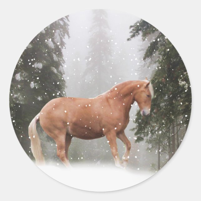 Navidades Pegatinas de caballos de vacaciones y ni (Anverso)