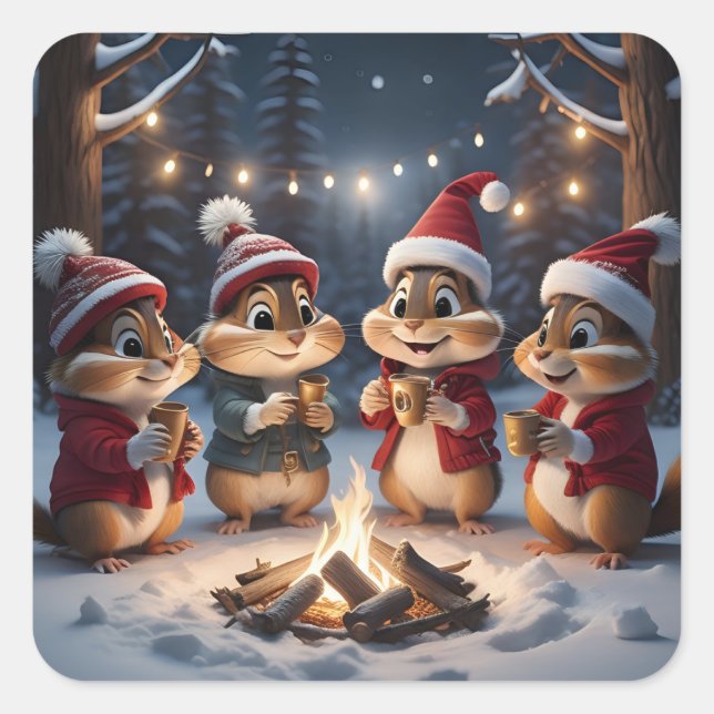 Navidades Pegatinas de Chipmunks (Anverso)