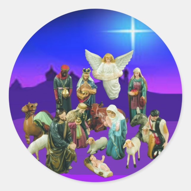 Navidades Pegatinas de escena nativa (Anverso)